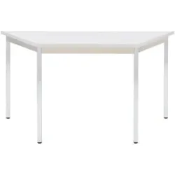 Mehrzwecktisch, trapezförmig, HxBxT 740 x 1200 x 600 mm, Platte lichtgrau, Gestell verchromt eurokraft basic