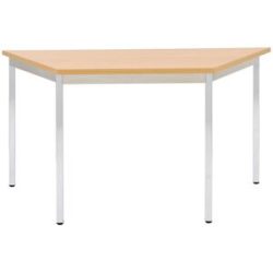 Mehrzwecktisch, trapezförmig, HxBxT 740 x 1200 x 600 mm, Platte Buche-Dekor, Gestell verchromt eurokraft basic