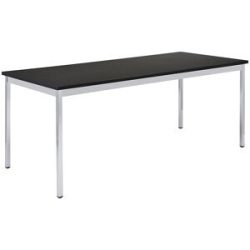 Mehrzwecktisch, rechteckig, BxH 1400 x 740 mm, Tiefe 800 mm, Platte schwarz, Gestell verchromt eurokraft basic
