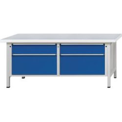 Werkbänke 2000 mm breit, Gestellbauweise, 4 Schubladen, Universalplatte, Höhe 840 mm ANKE