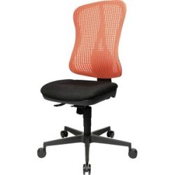 Bürostuhl, Muldensitz, ohne Armlehnen, Sitz schwarz, Netz-Rücken rot Topstar