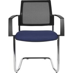 Netz-Stapelstuhl, Freischwinger, VE 2 Stk, Sitz blau, Gestell chrom Topstar