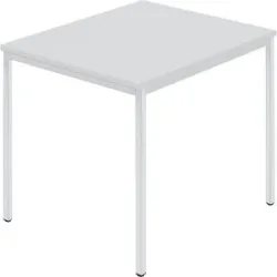kaiserkraft Rechtecktisch, Vierkantrohr beschichtet, BxT 800 x 800 mm, grau / grau