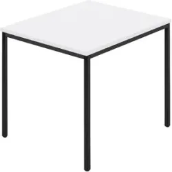 kaiserkraft Rechtecktisch, Vierkantrohr beschichtet, BxT 800 x 800 mm, weiß / anthrazit