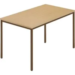 kaiserkraft Rechtecktisch, Vierkantrohr beschichtet, BxT 1200 x 800 mm, Buche natur / braun