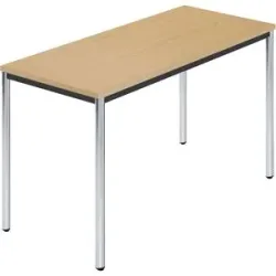 kaiserkraft Rechtecktisch, Rundrohr verchromt, BxT 1200 x 600 mm, Buche natur