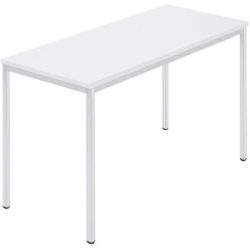 kaiserkraft Rechtecktisch, Vierkantrohr beschichtet, BxT 1200 x 600 mm, weiß / grau
