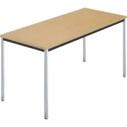 kaiserkraft Rechtecktisch, Vierkantrohr verchromt, BxT 1400 x 700 mm, Buche natur