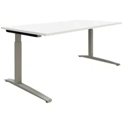 P12 - Schreibtisch, weiß / alusilber, C-Fuß-Gestell, manuell höhenverstellbar, BxT 2000 x 800 mm eurokraft pro