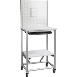 kaiserkraft Alu-Profil Computer-Arbeitsplatz, mobil, LxBxH 750 x 500 x 1765 mm, Tragfähigkeit 200 kg
