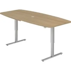 Schreibtisch Office Braun Holz 220 cm - Farbe: eiche - Material: Holzwerkstoff - Schreibtisch