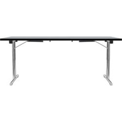 kaiserkraft Klapptisch mit Doppel-T-Fußgestell, Gestell aus Stahlrundrohr, verchromt, lichtgrau/schwarz, BxT 1800 x 800 mm