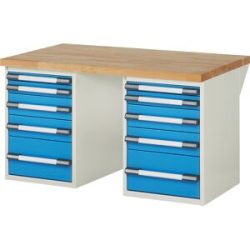 Werkbank, Baukastensystem Serie 7000, 10 Schubladen, BxT 1500 x 900 mm eurokraft pro