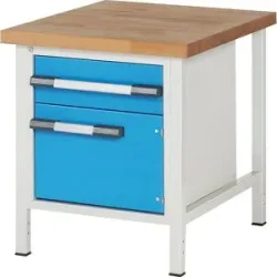 Werkbank, Gestellbauweise Serie 8000, 1 Schublade 180 mm, 1 Tür 360 mm, BxT 750 x 900 mm eurokraft pro
