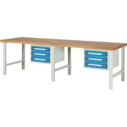 Werkbank, Baukastensystem Serie 7000, 6 Schubladen, BxT 3000 x 900 mm eurokraft pro