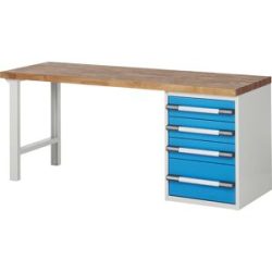 Werkbank, Baukastensystem Serie 7000, 4 Schubladen, BxT 2000 x 700 mm eurokraft pro