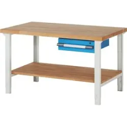 Werkbank, Baukastensystem Serie 7000, 1 Schublade, 1 Ablageboden, BxT 1500 x 900 mm eurokraft pro