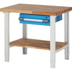Werkbank, Baukastensystem Serie 7000, 1 Schublade, 1 Ablageboden, BxT 1000 x 700 mm eurokraft pro