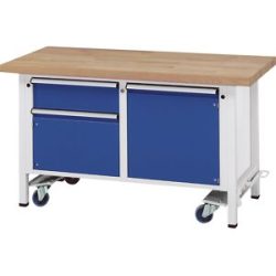 Kompaktwerkbank, fahrbar, fahrbar, mit 1 Schublade und 2 Schränken, Breite 1500 mm ANKE