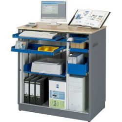 Computer-Arbeitsplatz, HxBxT 1100 x 1030 x 660 mm, anthrazit-metallic / enzianblau RAU