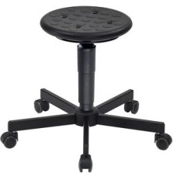 Arbeitsdrehhocker, Gasfeder-Höhenverstellung, Ringauslösung, Sitz aus PU-Schaum, mit Rollen meychair