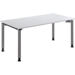 kaiserkraft THEA - Schreibtisch mit 4-Fußgestell, Höhe 680 - 820 mm, Breite 1600 mm, altweiß