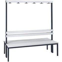 Umkleidebank mit Lehne, doppelseitig, PVC-Leisten, Länge 1500 mm Wolf
