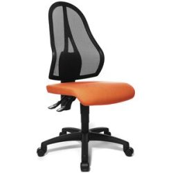Bürostuhl OPEN POINT P, Netzrückenlehne schwarz, ohne Armlehnen, Sitzbezug orange Topstar