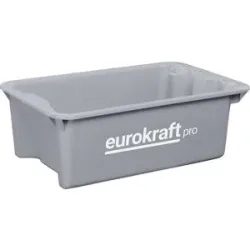 Drehstapelbehälter aus lebensmittelechtem Polypropylen, Volumen 13 l, VE 4 Stk, Wände und Boden geschlossen, grau eurokraft pro