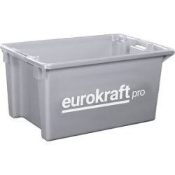 Drehstapelbehälter aus lebensmittelechtem Polypropylen, Volumen 70 l, VE 2 Stk, Wände und Boden geschlossen, grau eurokraft pro