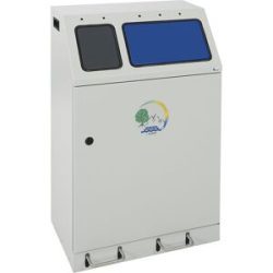 kaiserkraft Wertstoffsammler, Stahl, Volumen 60 + 30 l, DUPLEX, 2 Innenbehälter, mit Pedal