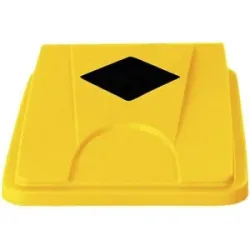 Robuster Wertstoffsammler mit Deckel, Volumen 60 l, flacher Deckel, Einwurf eckig Probbax