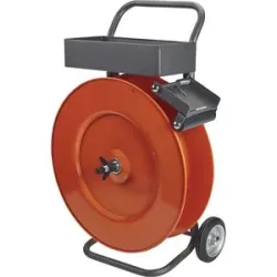 kaiserkraft Bandabroller für PP-, PET- und Stahlband, für Bandbreite 12,7 - 32 mm, fahrbar, mit Ablagefach