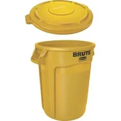 Universalcontainer BRUTE® mit Deckel rund, Volumen 121 l, gelb Rubbermaid