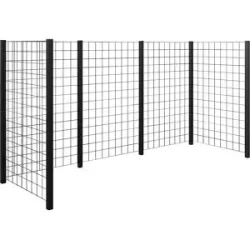 kaiserkraft Mülltonnenabtrennung, Stahlspalier, LxBxH 2880 x 990 x 1470 mm, schwarz
