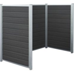 kaiserkraft Mülltonnenverkleidung Artura, Mit WPC-Planken und Stahlpfosten, LxBxH 1890 x 990 x 1420 mm