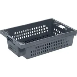 kaiserkraft Drehstapelbehälter aus HDPE, Volumen 25 l, Wände und Boden geschlossen, grau