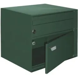 kaiserkraft Briefkasten, BxHxT 390 x 315 x 310 mm, Stahlblech, pulverbeschichtet, moosgrün