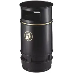 kaiserkraft Outdoor-Abfallsammler, Volumen 90 l, HxØ 990 x 485 mm, schwarz