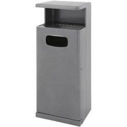 kaiserkraft Abfallsammler mit Ascherdach, Aluminium, Volumen 55 l, BxHxT 345 x 1030 x 400 mm, anthrazit