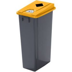 Robuster Wertstoffsammler mit Deckel, Volumen 80 l, flacher Deckel, Einwurf eckig Probbax