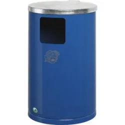 Außen-Abfallsammler aus Stahlblech, Volumen 30 l, HxØ 620 x 300 mm, enzianblau VAR