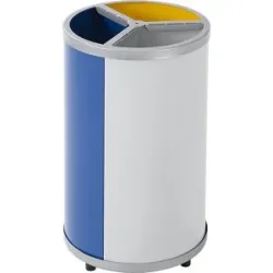 Wertstoffsammler, rund, Volumen 3 x 30 l, HxØ 720 x 420 mm, gelb, blau, grau VAR