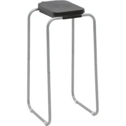 Müllsackhalter aus Stahl mit Kunststoffdeckel, für Volumen bis 120 l, Standgestell, Deckel schwarz eurokraft basic