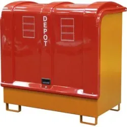 Gefahrstoffdepot mit GfK-Haube, für 2 x 200-l-Fässer, lackiert eurokraft pro
