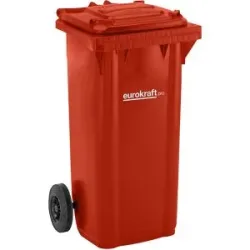 Mülltonne aus Kunststoff DIN EN 840, Volumen 120 l, BxHxT 505 x 1005 x 555 mm, rot, ab 5 Stk eurokraft pro