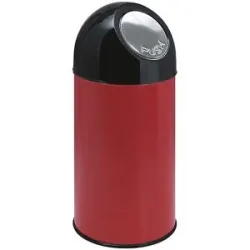 kaiserkraft Push-Mülleimer, Stahl, Volumen 40 l, verzinkter Innenbehälter, rot