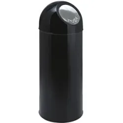 kaiserkraft Push-Mülleimer, Stahl, Volumen 55 l, verzinkter Innenbehälter, schwarz