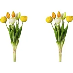 kaiserkraft Gefüllte Tulpen, real touch, 7er-Bund, Höhe 390 mm, VE 2 Stk, gelb