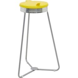 Müllsackhalter aus Stahl mit Kunststoffdeckel, für Volumen bis 120 l, Dreibeingestell, Deckel gelb eurokraft basic